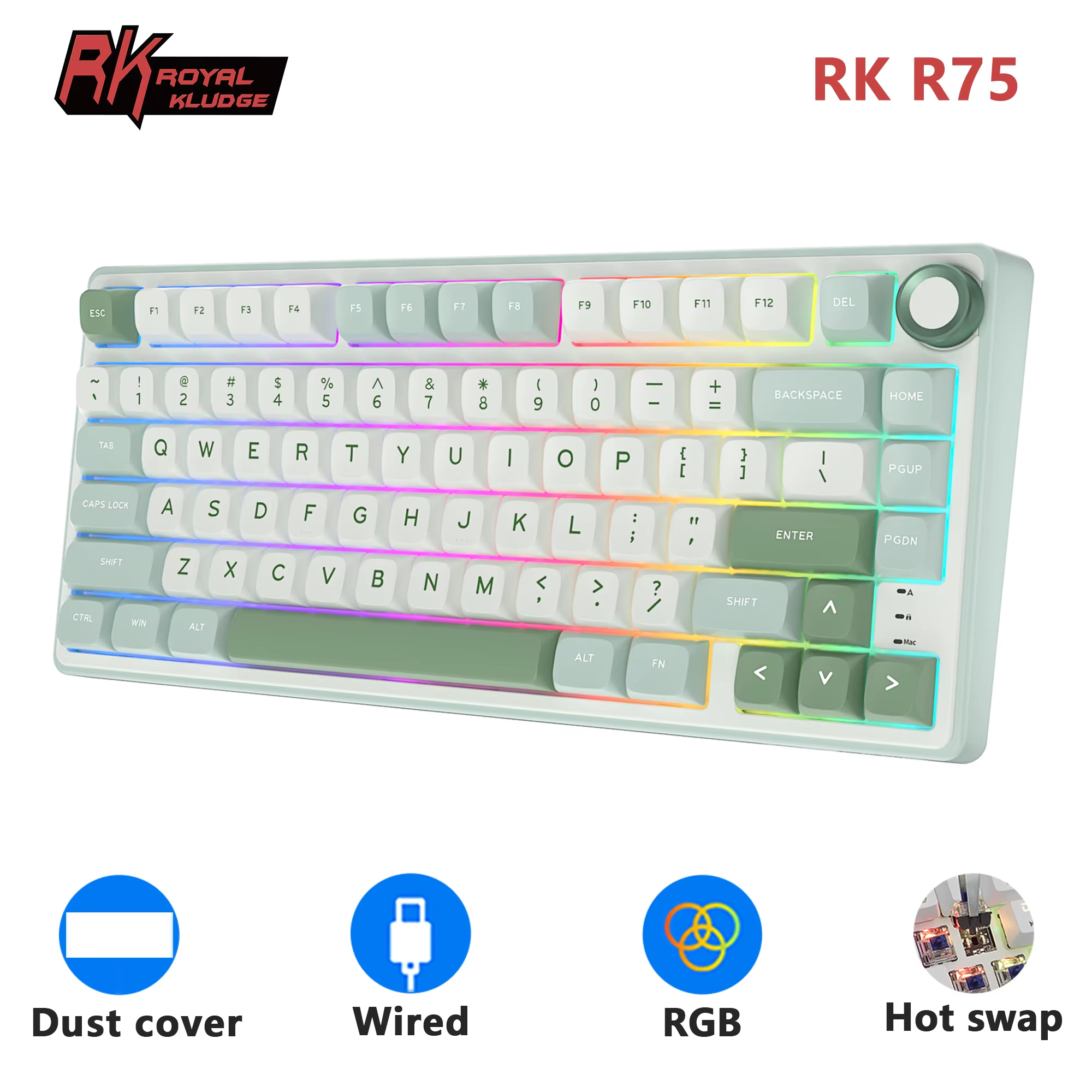 Gaming Keyboard Thocky - RK Royal Kludge R75 Gasket Wired