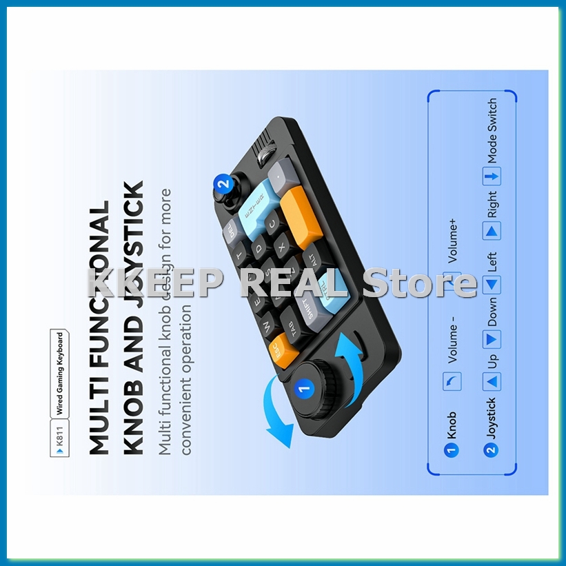 Gaming Keyboard Hot Swappable - 19-Key Macro-Defined Joystick Dual-Wheel RGB Hot-Swappable