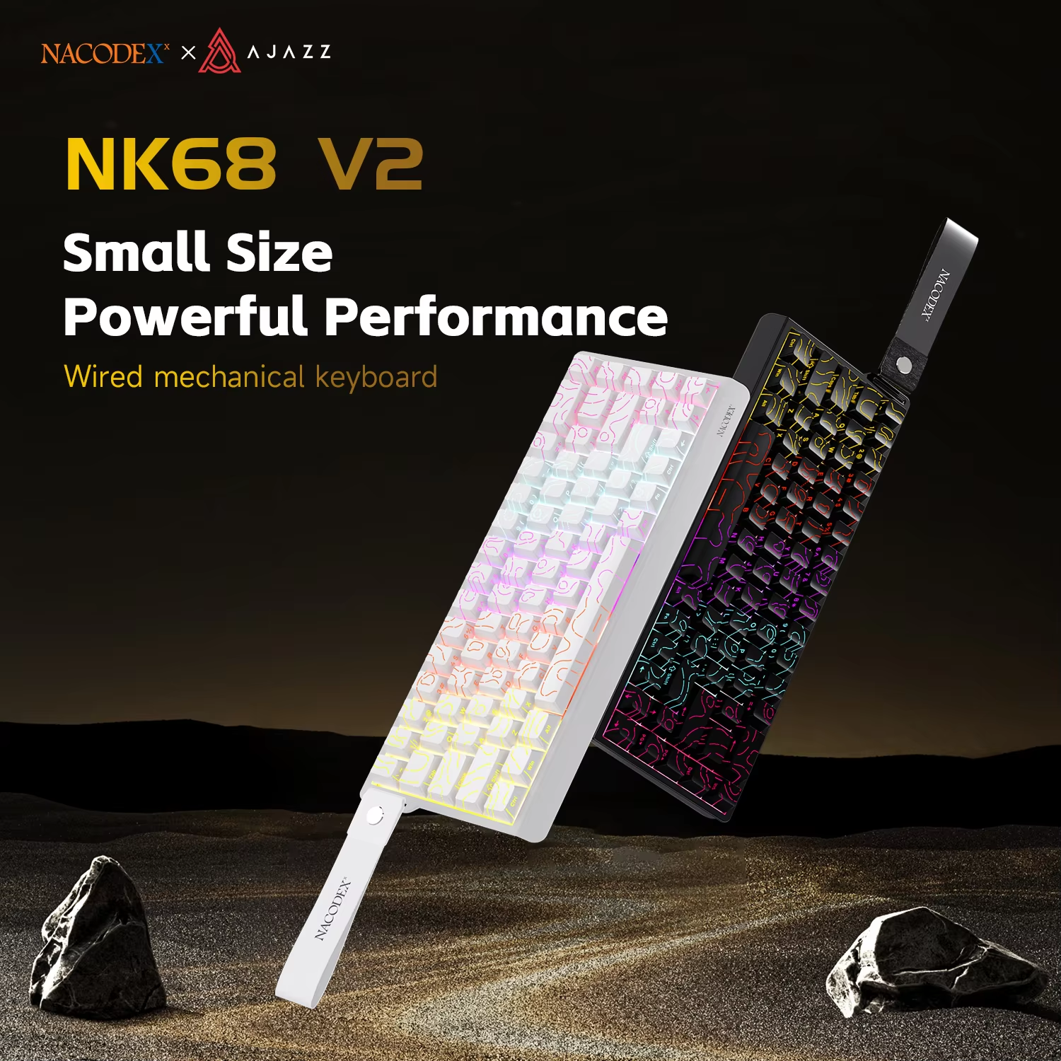 Gaming Keyboard Thocky - AJAZZ NK68V2 Single-Mode Wired Mechanical Keyboard
