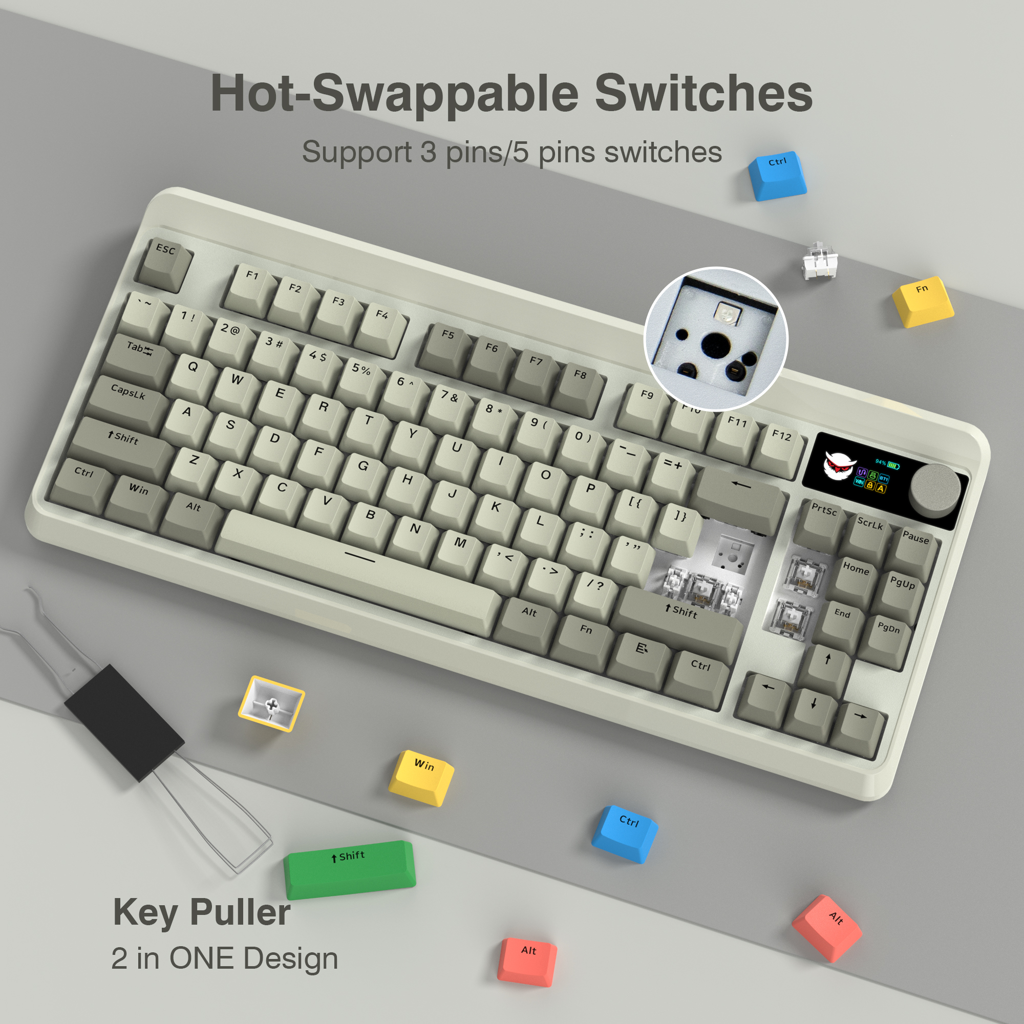 Gaming Keyboard Mobile - Wireless Mechanical Gaming Keyboard OLED Display