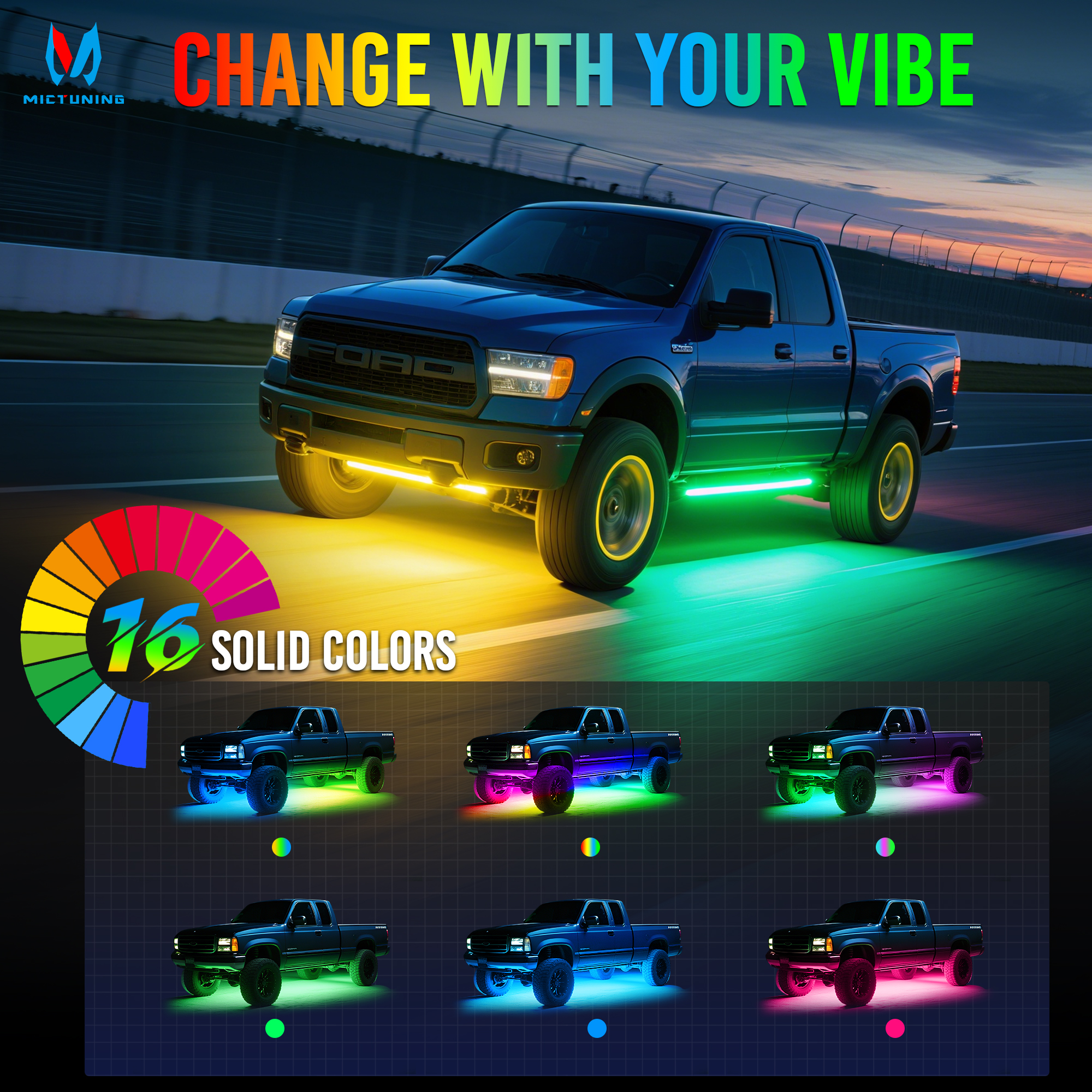 MICTUNING 8Pcs U8 RGB+IC Under - Rgb Underglow Strip 리뷰 및 가격