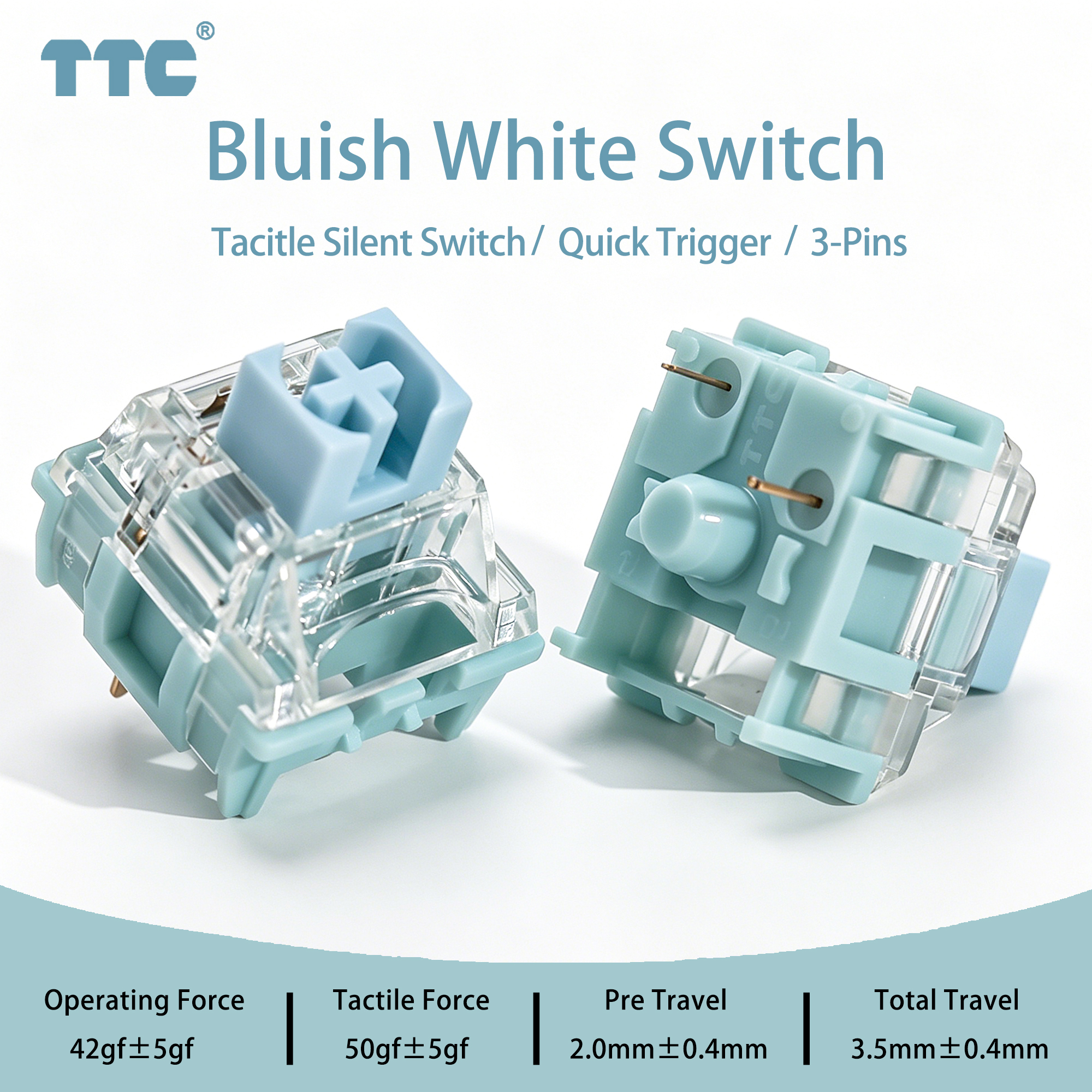 TTC Bluish White Silent Switch - Gaming Keyboard Ergo 리뷰 및 가격