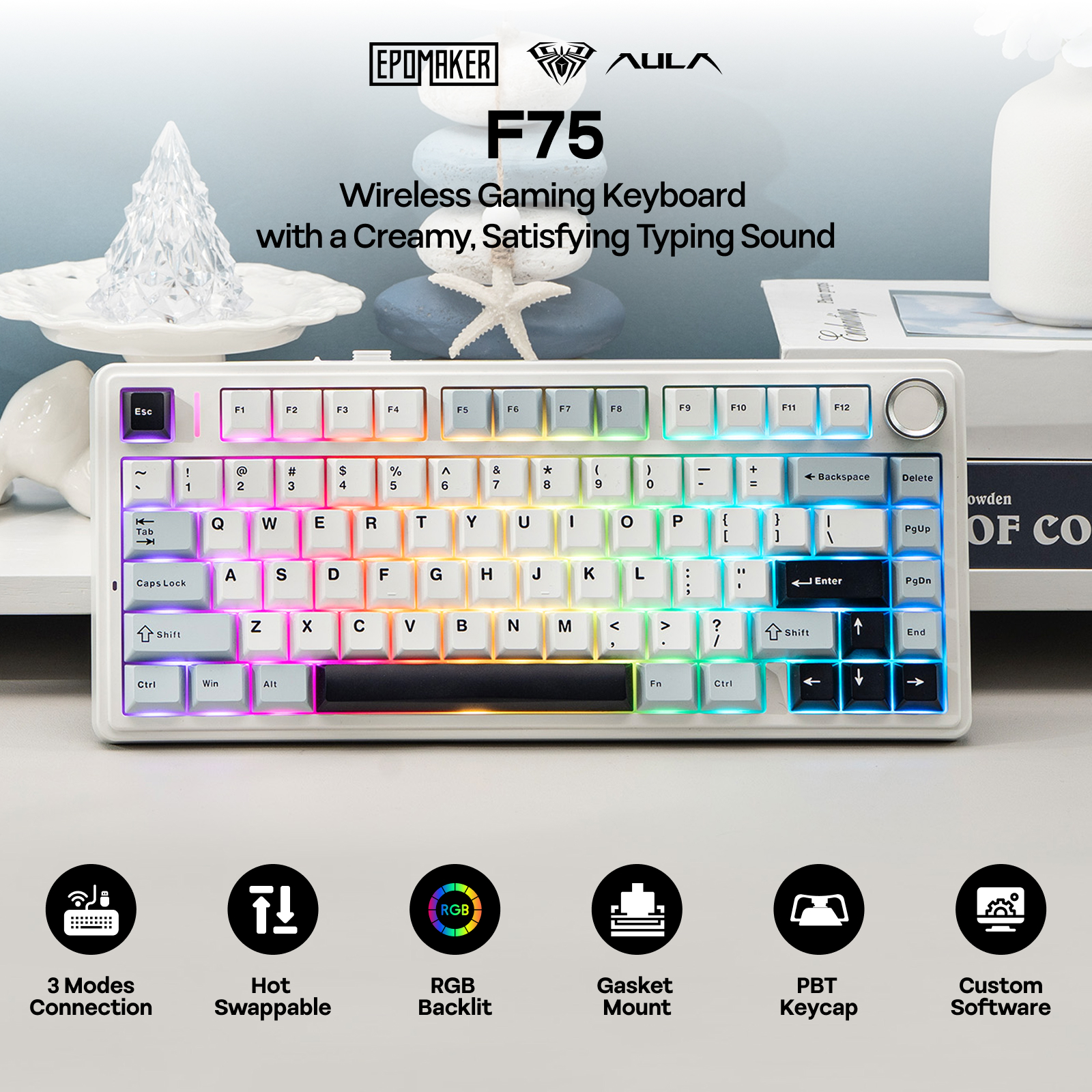 EPOMAKER x AULA F75 75% ANSI H - Gaming Keyboard Thocky 리뷰 및 가격