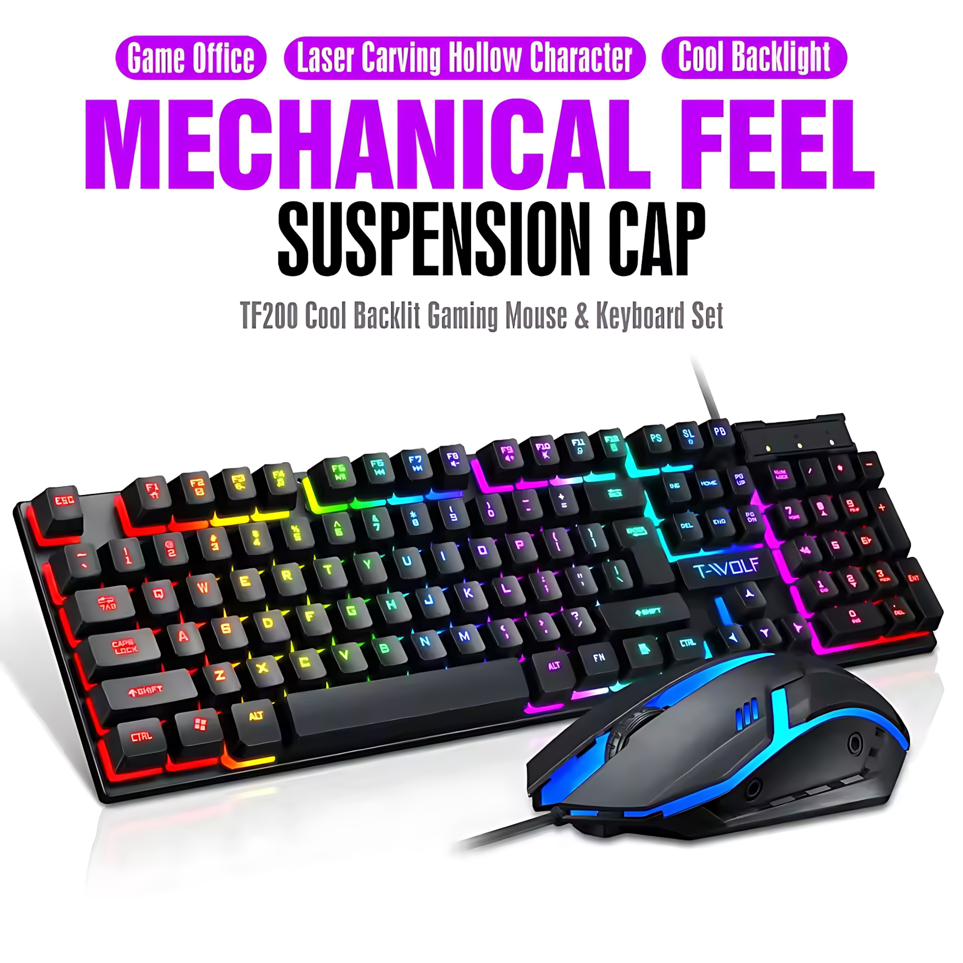 Rainbow Backlit Wired Keyboard - Gaming Keyboard Mouse Combo 리뷰 및 가격