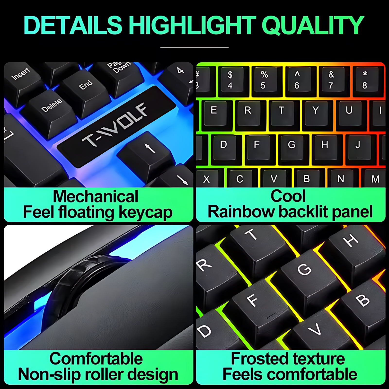 Rainbow Backlit Wired Keyboard - Gaming Keyboard Mouse Combo 리뷰 및 가격