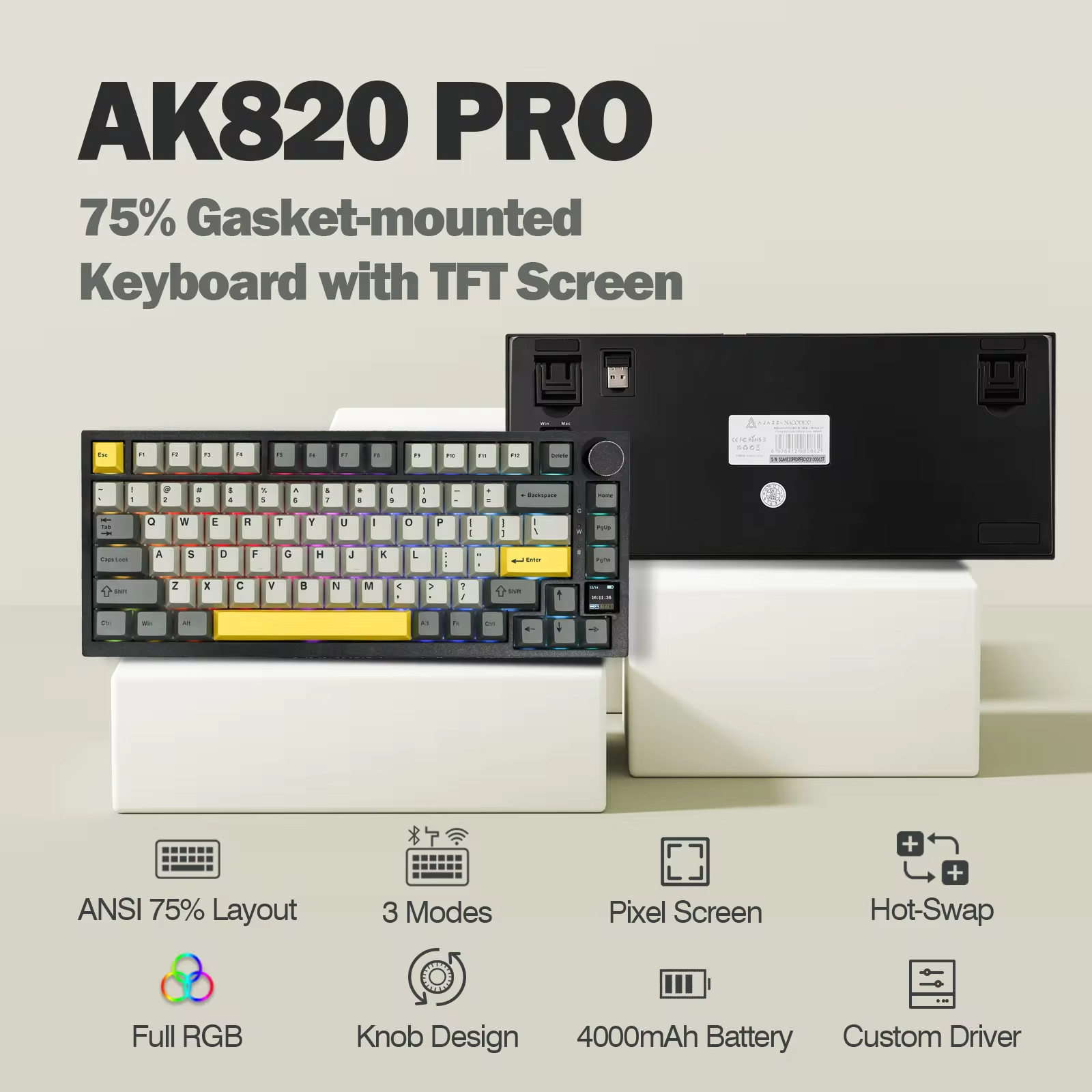 Ajazz AK820 Pro 75% Gasket-mou - Gaming Keyboard Mobile 리뷰 및 가격