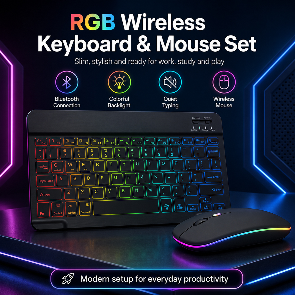 New Ultra Slim Portable 7 Colo - Gaming Keyboard Mouse Wireless 리뷰 및 가격