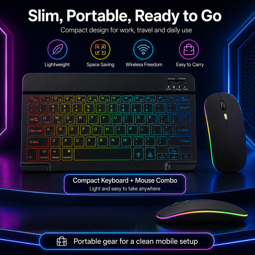 New Ultra Slim Portable 7 Colo - Gaming Keyboard Mouse Wireless 리뷰 및 가격