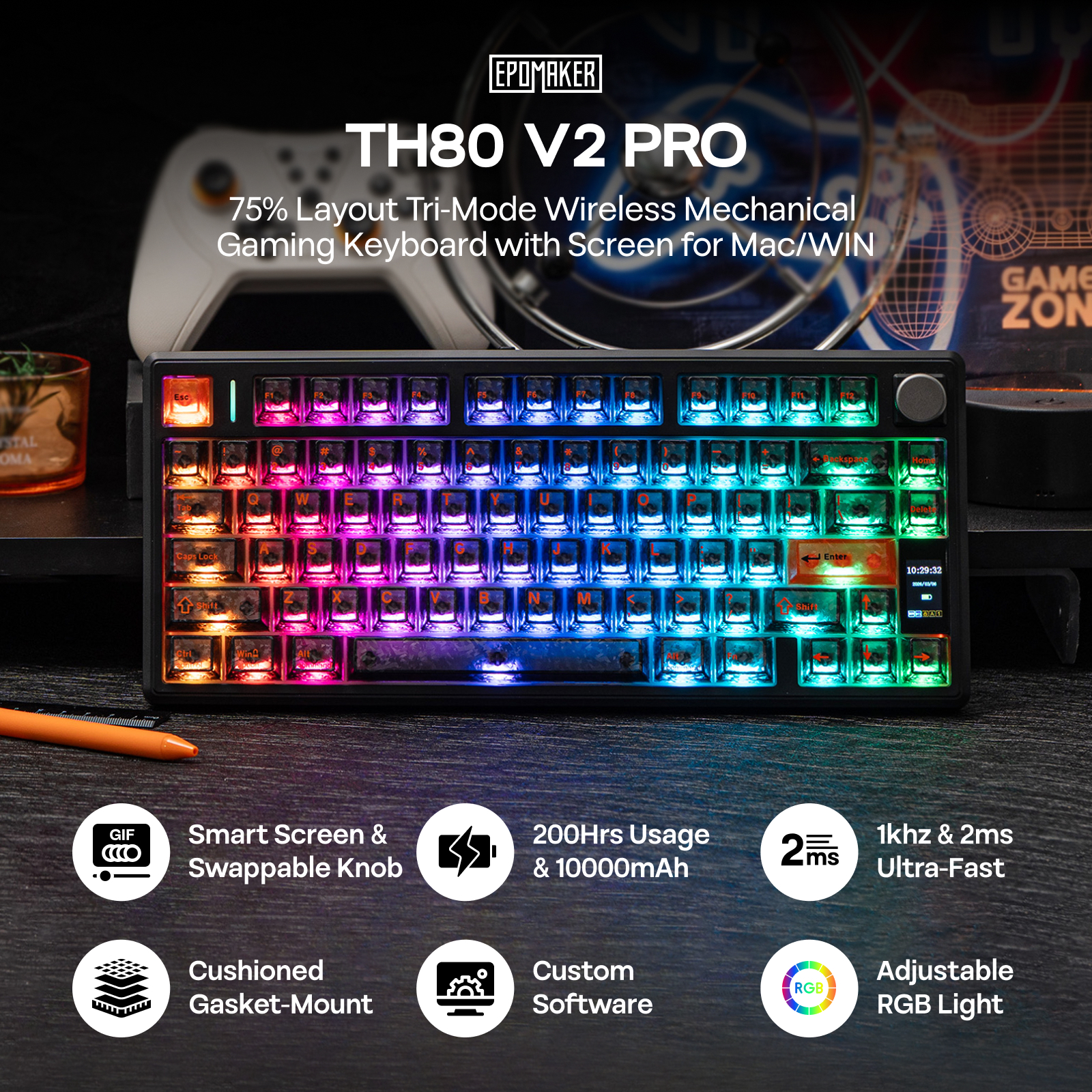 EPOMAKER TH80 V2 PRO 75% ANSI  - Gaming Keyboard Thocky 리뷰 및 가격