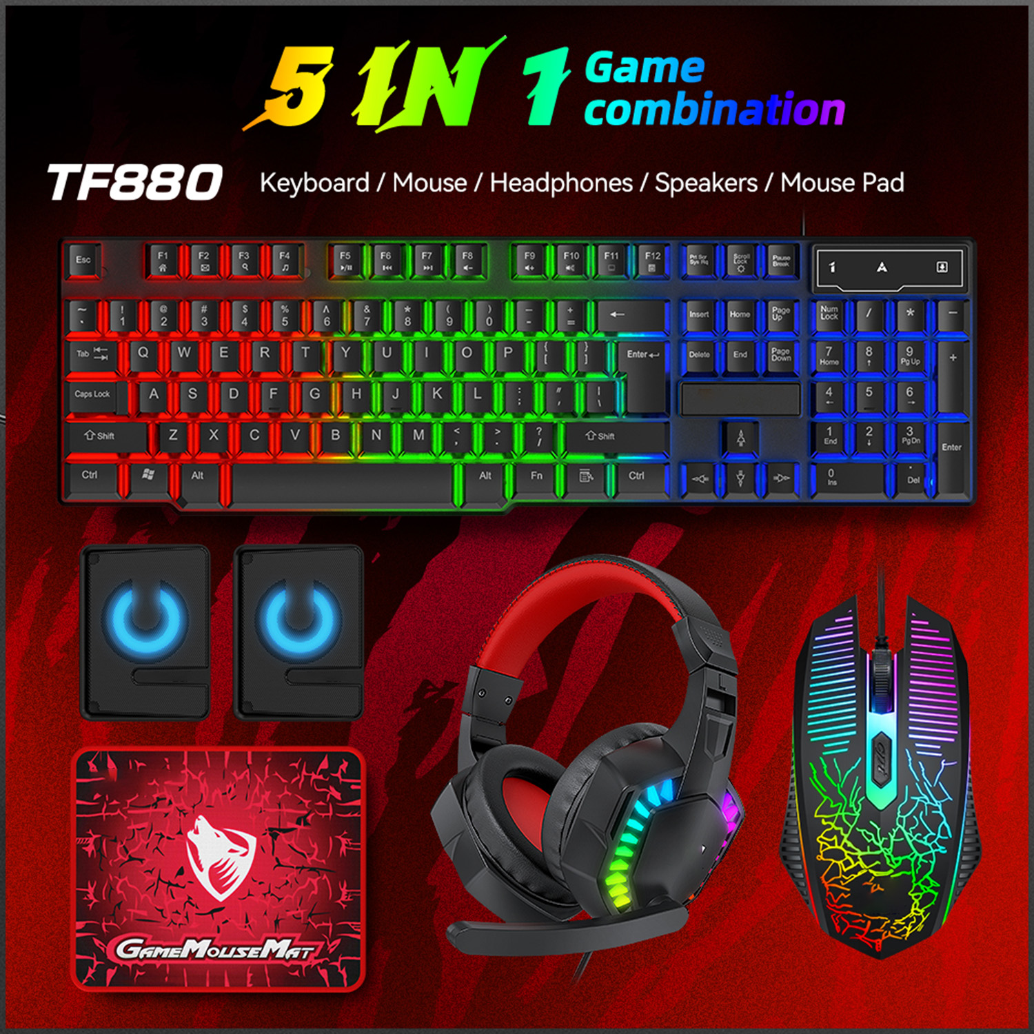 5-in-1 Set Gaming Combo Keyboa - Gaming Keyboard Mouse Combo 리뷰 및 가격