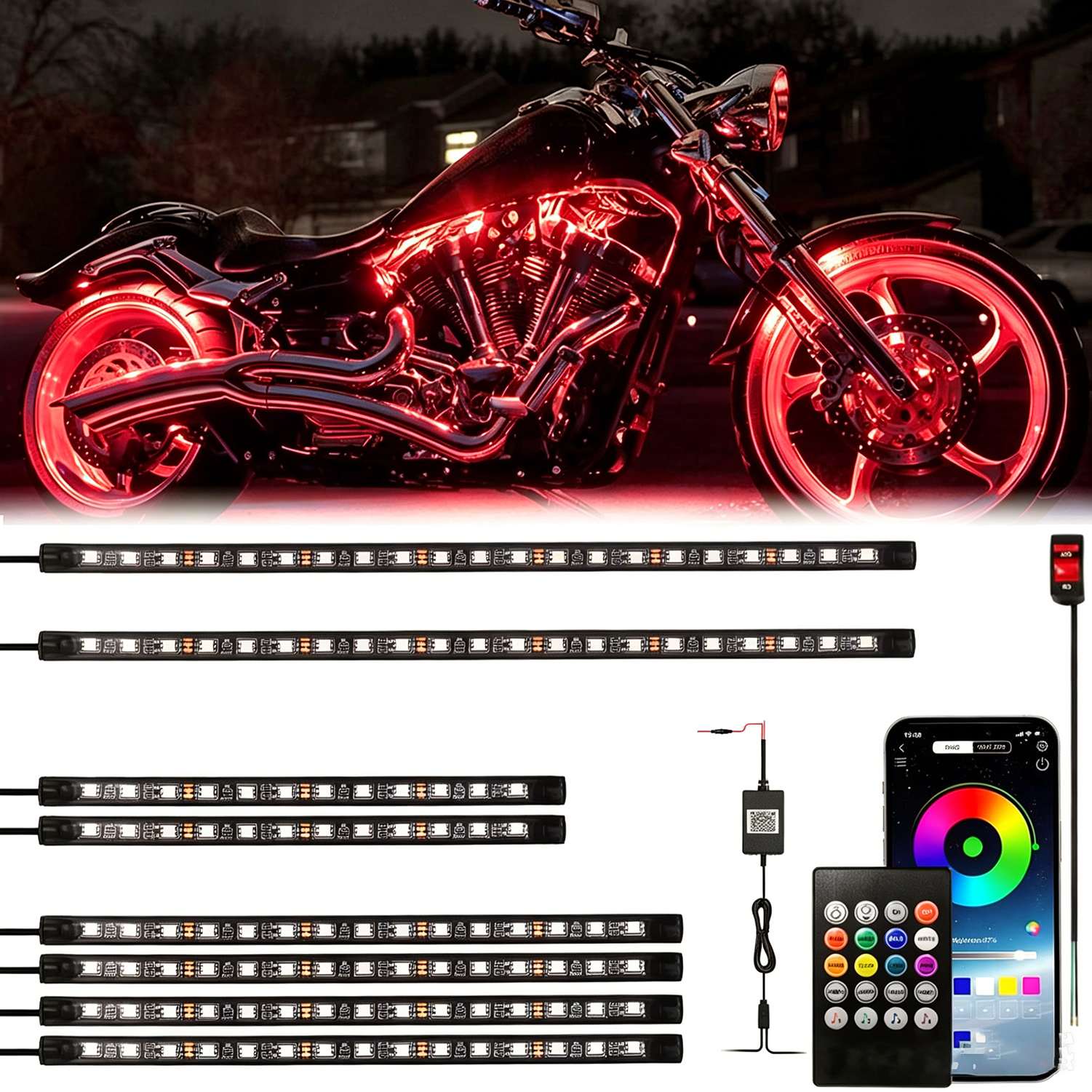 8pcs RGB LED Motorcycle Underg - Rgb Underglow Strip 리뷰 및 가격