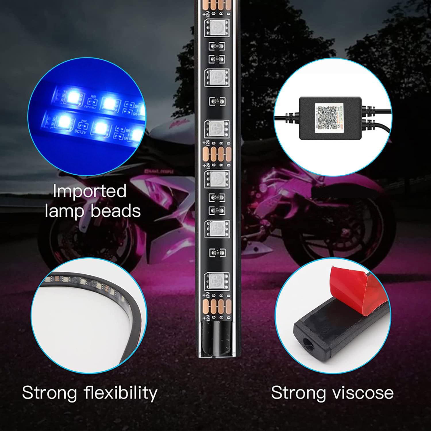 8pcs RGB LED Motorcycle Underg - Rgb Underglow Strip 리뷰 및 가격