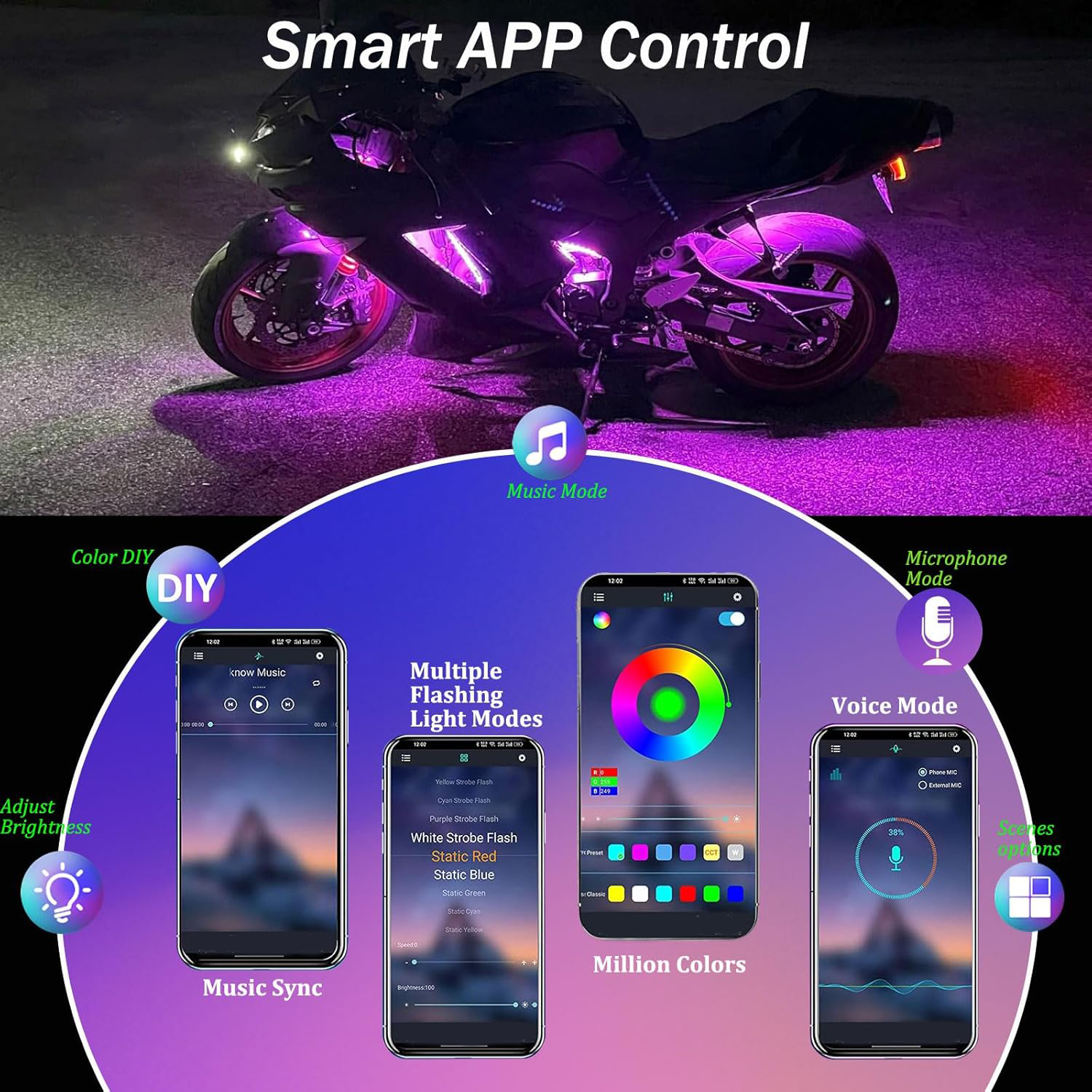8pcs RGB LED Motorcycle Underg - Rgb Underglow Strip 리뷰 및 가격