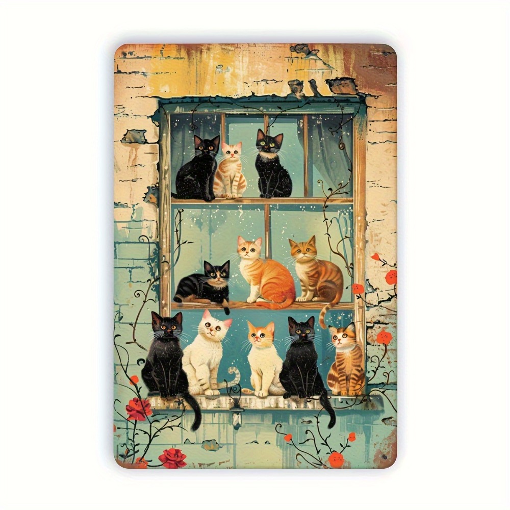 Vintage Cats Window Metal Sign - Brass Weight Plate 리뷰 및 가격