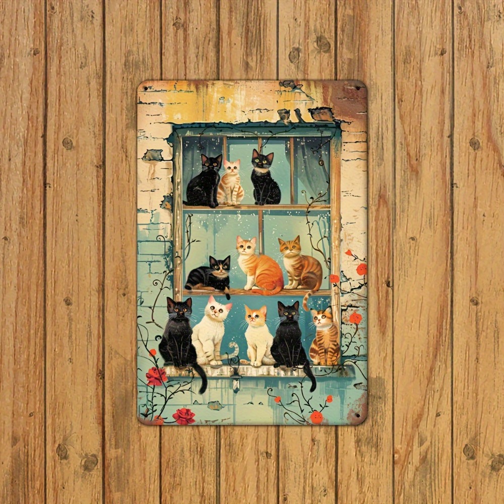 Vintage Cats Window Metal Sign - Brass Weight Plate 리뷰 및 가격