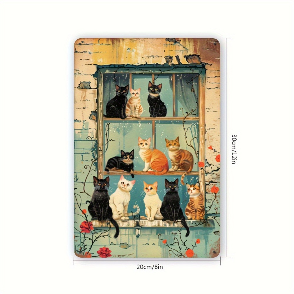 Vintage Cats Window Metal Sign - Brass Weight Plate 리뷰 및 가격
