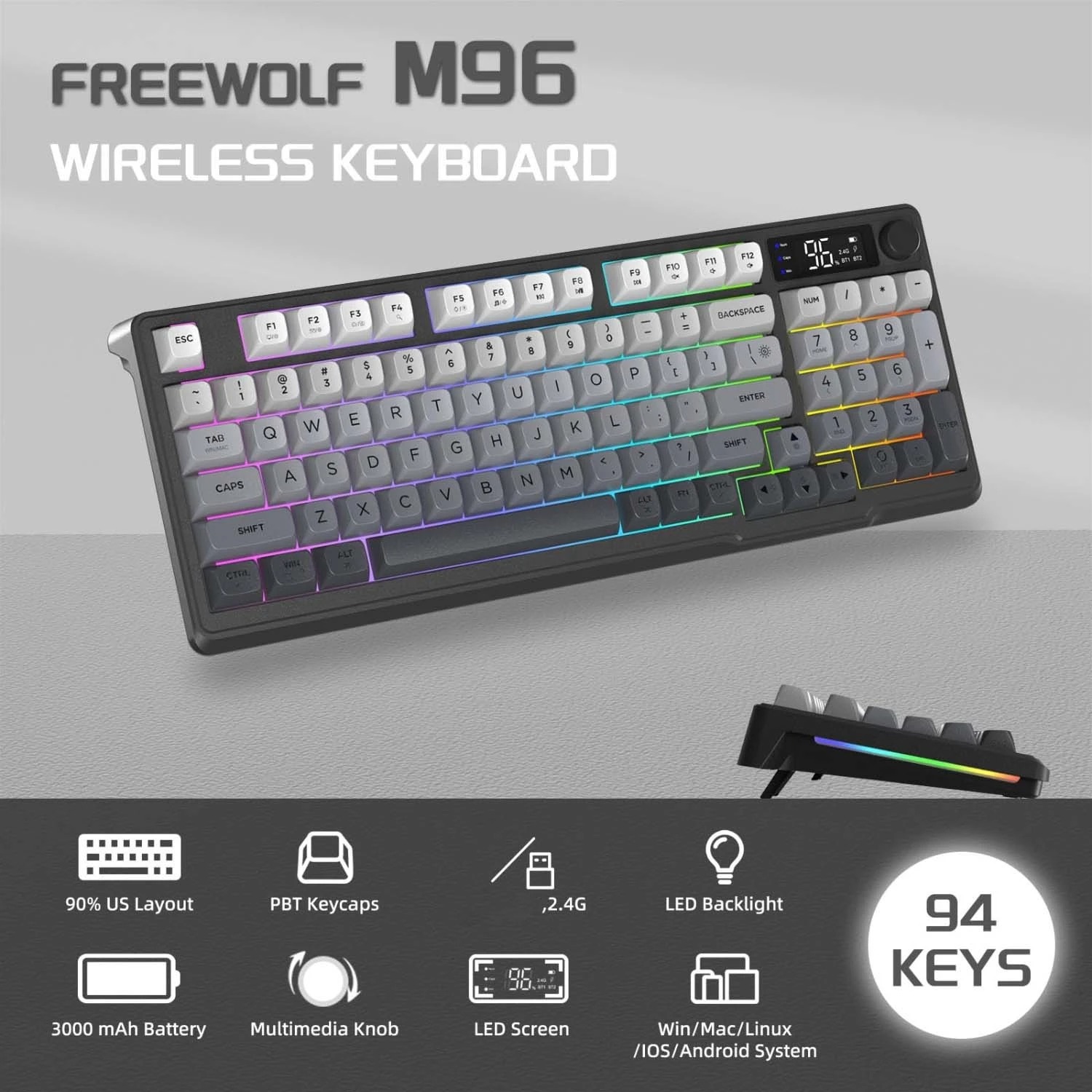 FREEWOLF M96 Wireless Keyboard - Gaming Keyboard 2026 리뷰 및 가격